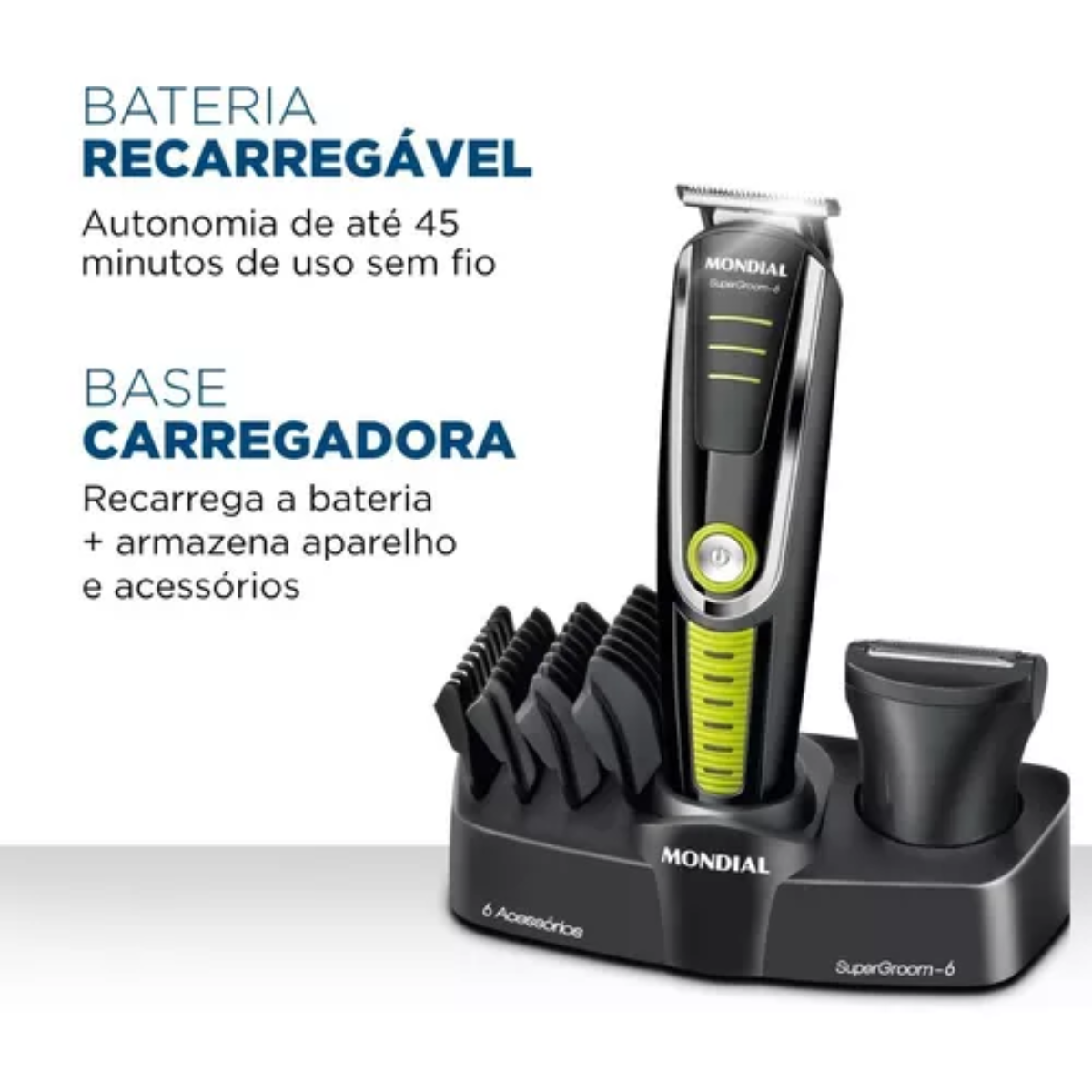 Aparador De Pelos Mondial Bg-04 Super Groom 06 Bivolt Aparador De Pelos Mondial Bg-04 Super Groom 06 Bivolt